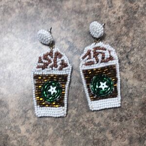 Beaded Coffee Cup Earrings